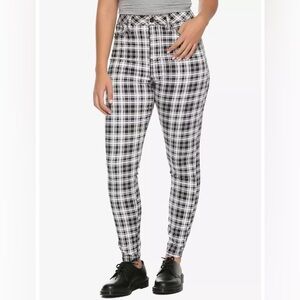 Tartan White And Black Plaid High Rise Jeggings